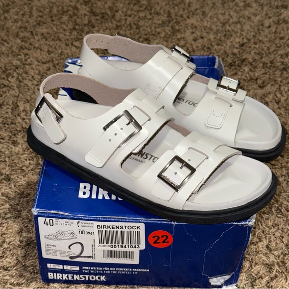 Birkenstock New Cannes White Natural Leather Exquisite Narrow EU 40 Women’s 